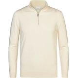 Profuomo - Heren Half Zip Pullover Sweater - Beige - Katoen