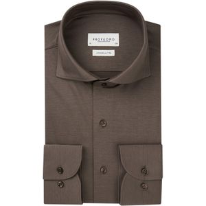 Profuomo overhemd bruin Japanes Knitted cutaway