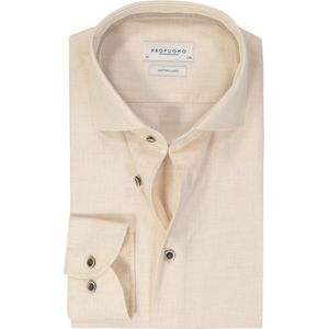 Profuomo slim fit heren overhemd - Oxford - off white - Strijkvriendelijk - Boordmaat: 44