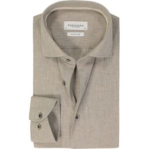 Profuomo slim fit heren overhemd, Oxford, beige