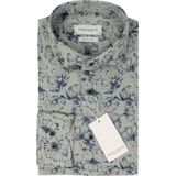 Profuomo - Slim Fit - Heren Overhemd - Groen Dessin - Popeline