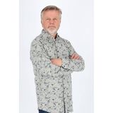 Profuomo - Slim Fit - Heren Overhemd - Groen Dessin - Popeline