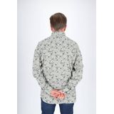 Profuomo - Slim Fit - Heren Overhemd - Groen Dessin - Popeline