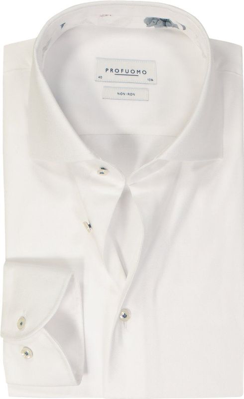 Profuomo Twill Hemd - Katoen - Wit - Slim-fit