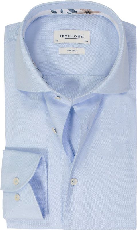 Profuomo slim fit heren overhemd, twill, lictblauw