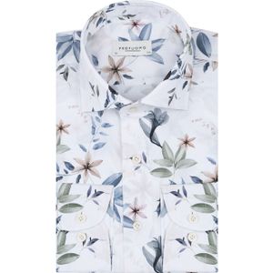 Profuomo Hemd Blumenmuster Weiß - Größe 37