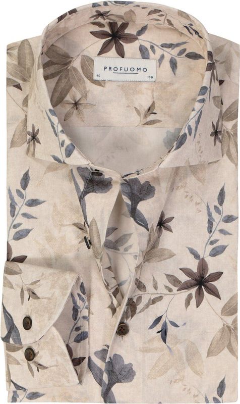 Profuomo slim fit heren overhemd, popeline, beige