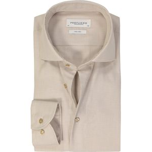Profuomo - Dobby Overhemd - Beige - Katoen - Slim-fit