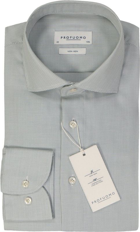 Profuomo slim fit heren overhemd, dobby, groen