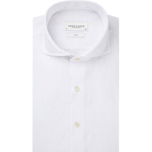 Profuomo, Overhemden, Heren, Blauw, L, Linnen, Heren Linnen X-cutaway Shirt
