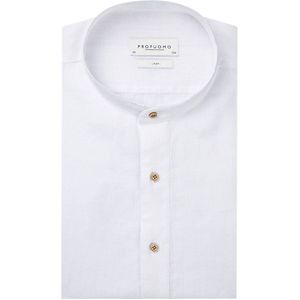 Profuomo - Overhemd - Wit - Linnen - Slim Fit - Standing Collar
