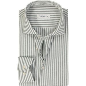 Profuomo slim fit heren overhemd, popeline, groen gestreept