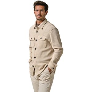 Profuomo - Knitted Overshirt - Beige - Katoen/Polyamide
