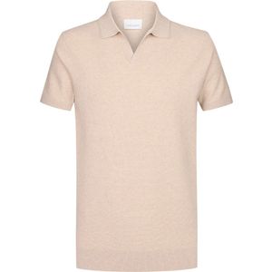Profuomo - Polo - Beige Gemêleerd - Lyocell, Katoen, Zijde