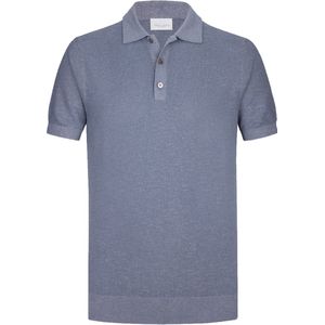 Profuomo - Polo - Korte Mouwen - Linnenmengsel - Slim Fit - Blauw