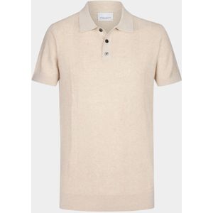 Profuomo Poloshirt Linen Blend Herringbone Ecru - Größe M