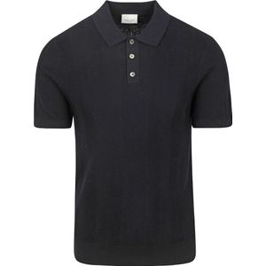 Profuomo Poloshirt Linen Blend Herringbone Navy - Größe XXL