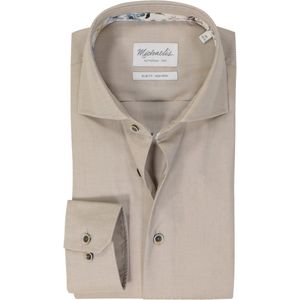Michaelis - Slim Fit Overhemd - Beige - Twill - Strijkvriendelijk