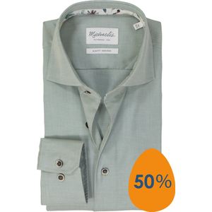 Michaelis - Slim Fit - Heren Overhemd - Groen - Twill