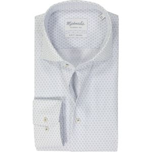 Michaelis slim fit heren overhemd - popeline - blauw dessin - Strijkvriendelijk - Boordmaat: 41