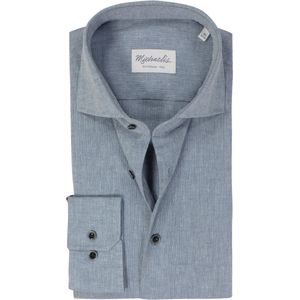 Michaelis - Slim Fit Overhemd - Blauw - Popeline - Strijkvriendelijk