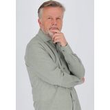 Michaelis - Groen Effen Overhemd - Katoen/Linnen - Haifisch Kraag