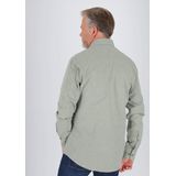 Michaelis - Groen Effen Overhemd - Katoen/Linnen - Haifisch Kraag