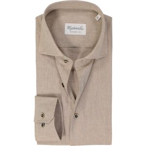 Michaelis - Slim Fit Overhemd - Beige - Popeline - Strijkvriendelijk