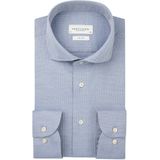 Profuomo slim fit heren overhemd, basket weave, middenblauw