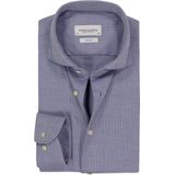 Profuomo slim fit heren overhemd, basket weave, middenblauw