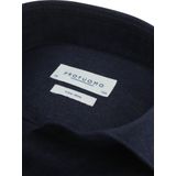 Profuomo - Overhemd - Navy - Peached Twill Flanel - Slim-fit - Lange Mouw