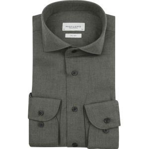 Profuomo - Slim Fit - Heren Overhemd - Olijfgroen - Twill