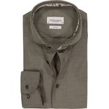 Profuomo slim fit heren overhemd, twill, olijfgroen melange