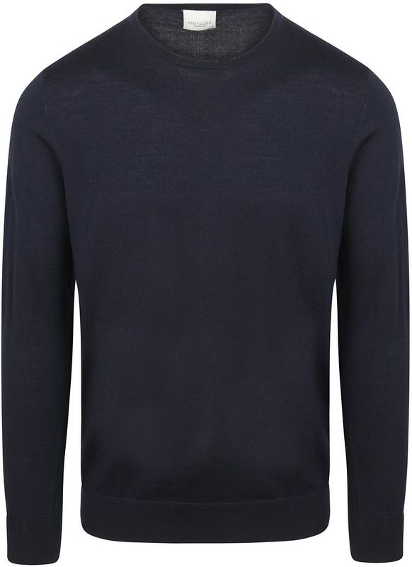 Profuomo - Slim Fit Trui - Donkerblauw - 100% Wol