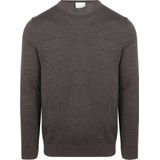 Profuomo - Slim Fit Trui - Donkerbruin - 100% Wol