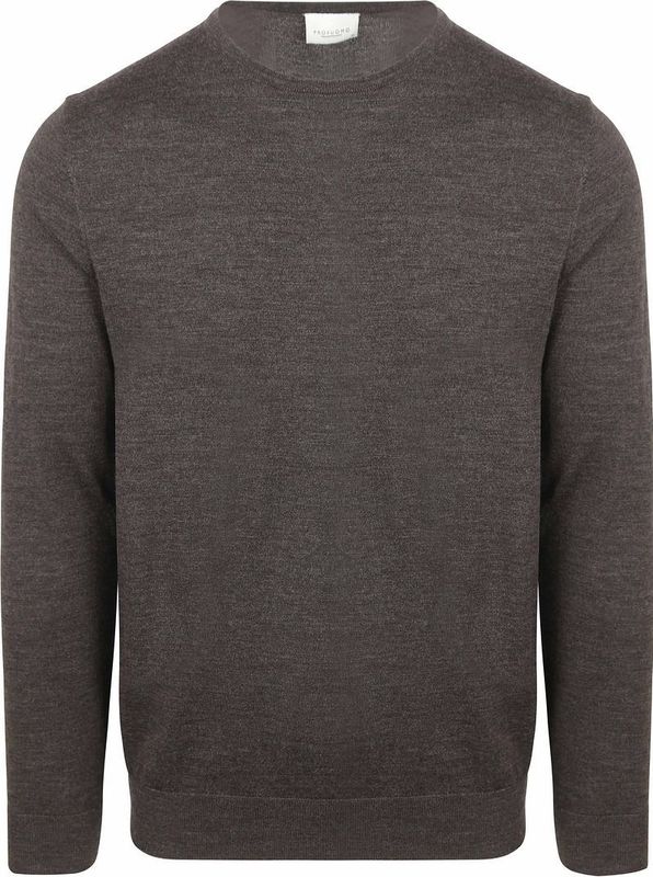 Profuomo - Slim Fit Trui - Donkerbruin - 100% Wol