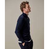 Profuomo - Half Zip Pullover - Merinowol - Blauw - Modern-fit