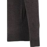 Profuomo - Slim Fit Trui - Donkerbruin - Korte Rits - 100% Wol