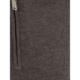 Profuomo - Slim Fit Trui - Donkerbruin - Korte Rits - 100% Wol