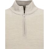 Profuomo - Slim Fit Trui - Beige - Wol - Korte Rits