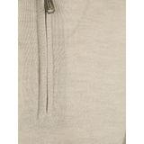Profuomo - Slim Fit Trui - Beige - Wol - Korte Rits