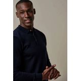 Profuomo - Longsleeve Poloshirt - Merinowol - Navy