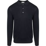 Profuomo - Longsleeve Poloshirt - Merinowol - Navy