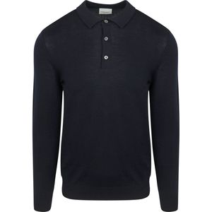 Profuomo - Longsleeve Poloshirt - Merinowol - Navy