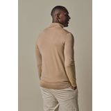 Profuomo - Slim Fit Trui - Donkerbeige - Wol - Korte Rits