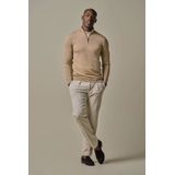Profuomo - Slim Fit Trui - Donkerbeige - Wol - Korte Rits