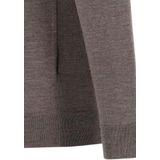 Profuomo - Slim Fit Trui - Taupe - 100% Wol - Korte Rits