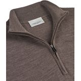 Profuomo - Slim Fit Trui - Taupe - 100% Wol - Korte Rits