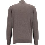 Profuomo - Slim Fit Trui - Taupe - 100% Wol - Korte Rits