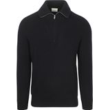 Profuomo - Zwarte Wol Half Zip Pullover - Heren - Wol